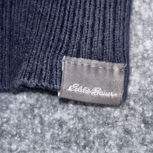Eddie Bauer‎ Sweater Mens M Navy Blue Half Zip Cotton Cashmere Pullover Soft - Picture 9 of 15